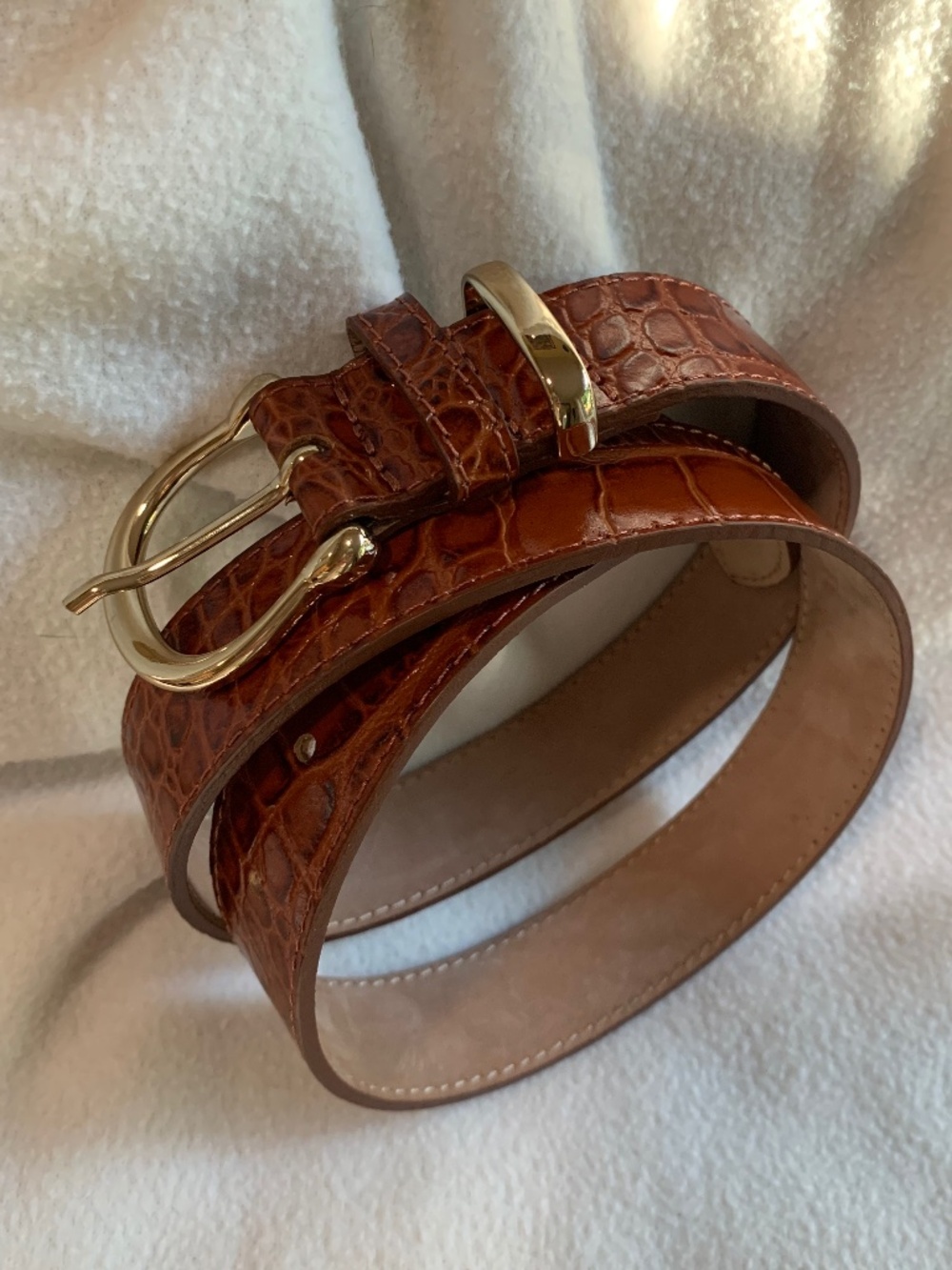 & Other Stories Brown Croc Embossed Leather Belt